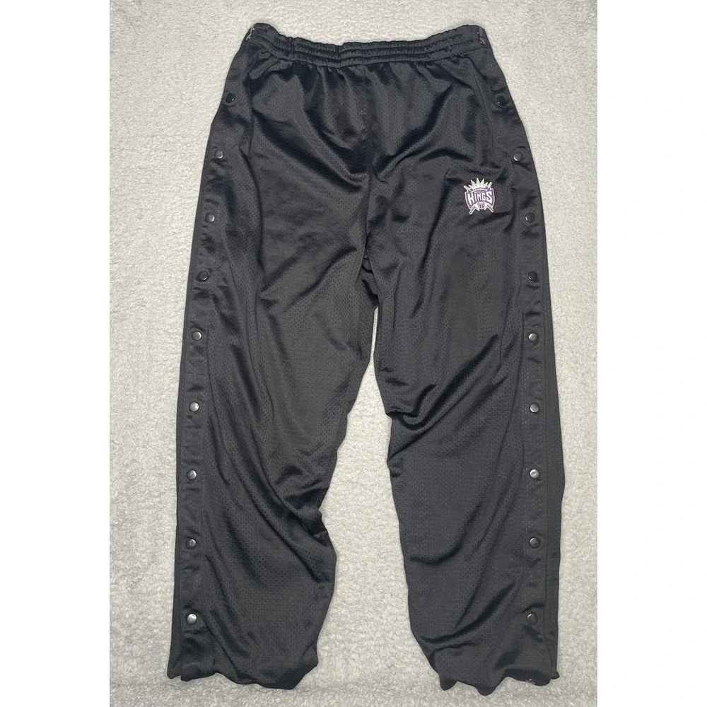 Rare VTG LOGO Athletic Sacramento Kings Tear Away Warm-Up Pants Black Mens Sz XL